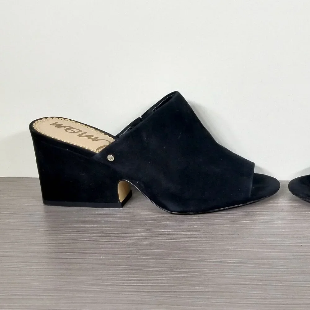 Sam Edelman Rheta Suede Slide Sandals, Black Suede, Womens Size 7 M / 37 - Picture 6 of 12